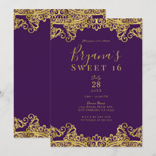 Invitación Fiesta elegante de dulces 16 años con púrpura real