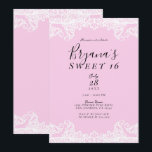 Invitación Fiesta elegante de encaje rosa y blanco Sweet 16<br><div class="desc">Personalizar para cualquier evento</div>