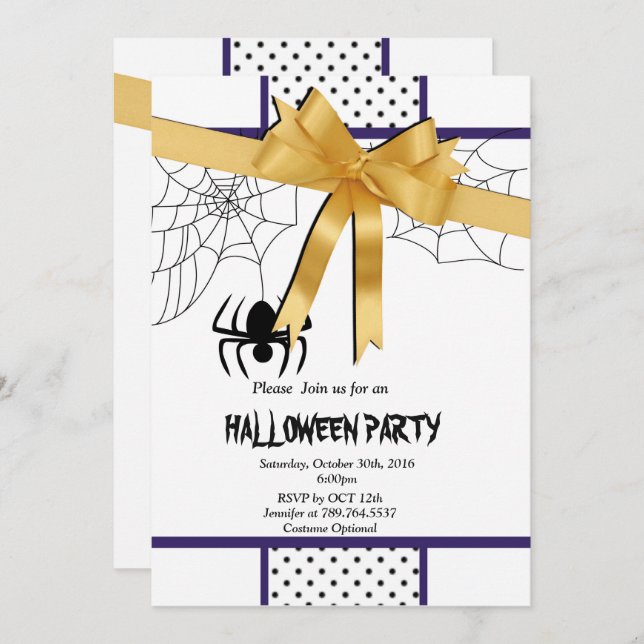 Invitación fiesta elegante de Halloween (Anverso / Reverso)