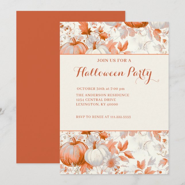 Invitación Fiesta elegante de Halloween  (Anverso / Reverso)