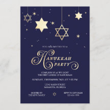 Fiesta elegante de la Marina y oro de Hanukkah