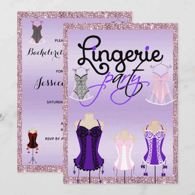 Invitación Fiesta elegante de la ropa interior de (Anverso / Reverso)