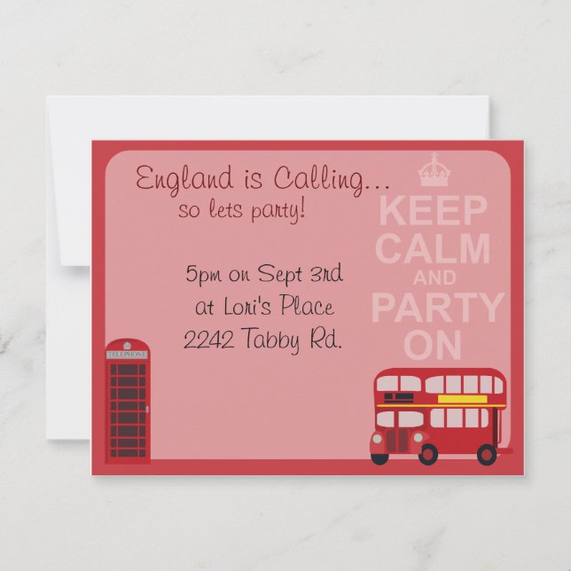 Invitación Fiesta elegante de Londres (Anverso)