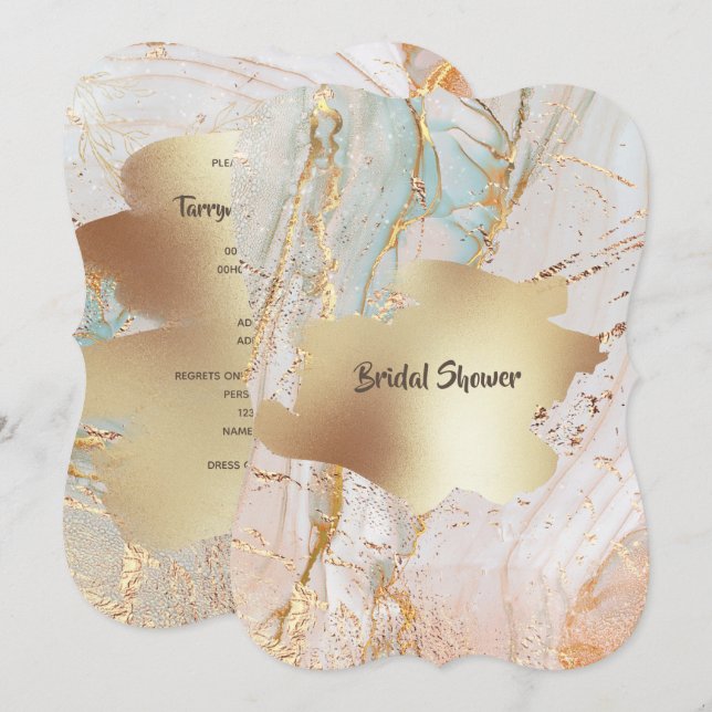 Invitación fiesta elegante de mármol dorado geográfico DIY (Anverso / Reverso)