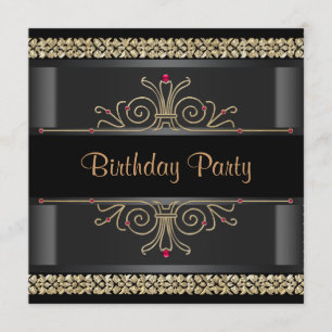Invitación Fiesta elegante de negro y oro