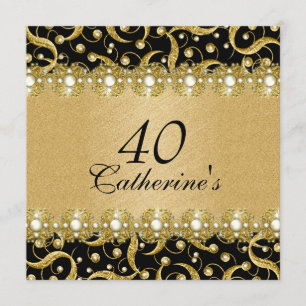 Invitación Fiesta elegante de oro negro "de cualquier edad"