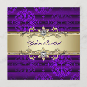 Invitación Fiesta elegante de púrpura y oro