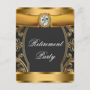 Invitación Fiesta elegante de retiro negro y oro de mujeres