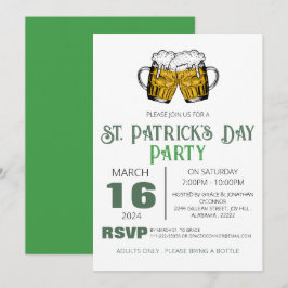 Invitación Fiesta elegante de San Patricio con trébol verde