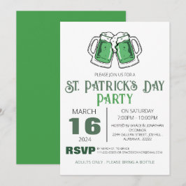 Invitación Fiesta elegante de San Patricio con trébol verde