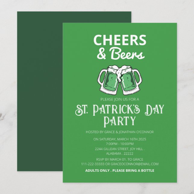 Invitación Fiesta elegante de San Patricio del trébol verde (Anverso / Reverso)