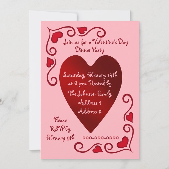 Invitación Fiesta elegante de San Valentín (Anverso)