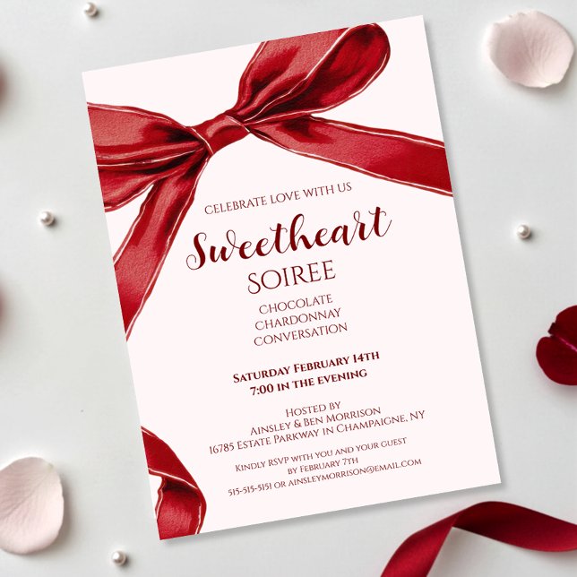 Invitación Fiesta Elegante de San Valentín con Lazo Sweethear (Subido por el creador)