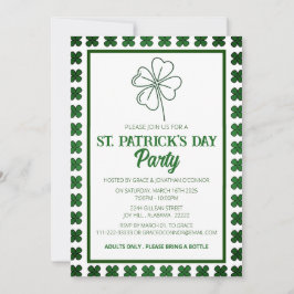 Invitación Fiesta elegante del Día de San Patricio con trébol