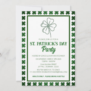 Invitación Fiesta elegante del día de San Patricio con trébol