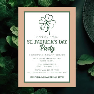 Invitación Fiesta elegante del Día de San Patricio con trébol