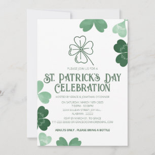 Invitación Fiesta elegante del Día de San Patricio con trébol