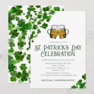Invitación Fiesta elegante del día de San Patricio del trébol