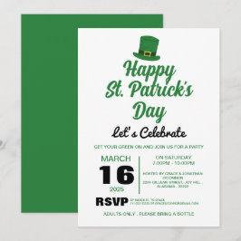 Invitación Fiesta elegante del Día de San Patricio del trébol