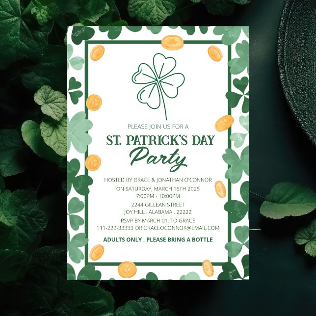Invitación Fiesta elegante del día de San Patricio del trébol (Subido por el creador)