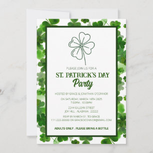 Invitación Fiesta elegante del Día de San Patricio del trébol