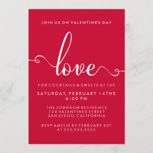 Invitación Fiesta elegante del día de San Valentín del "amor"