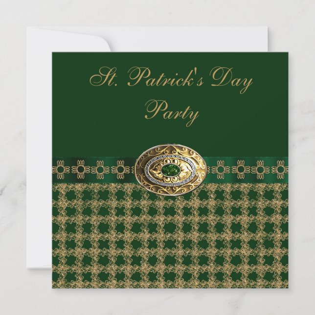 Invitación Fiesta elegante del día de St Patrick del verde y (Anverso)