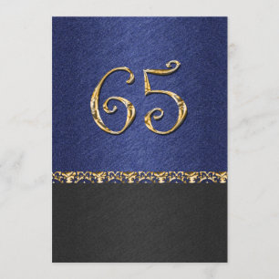Invitación Fiesta elegante del oro del negro azul 65.o