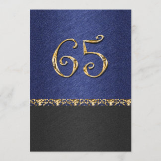 Invitación Fiesta elegante del oro del negro azul 65.o