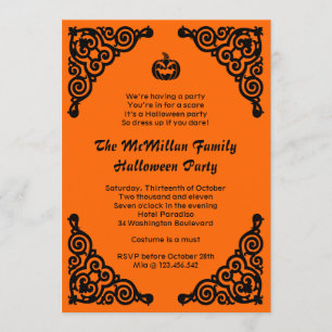 Invitación Fiesta elegante del traje de Halloween de la