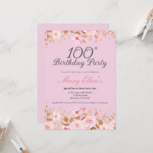 Invitación Fiesta elegante femenina floral rosa cumpleaños 10