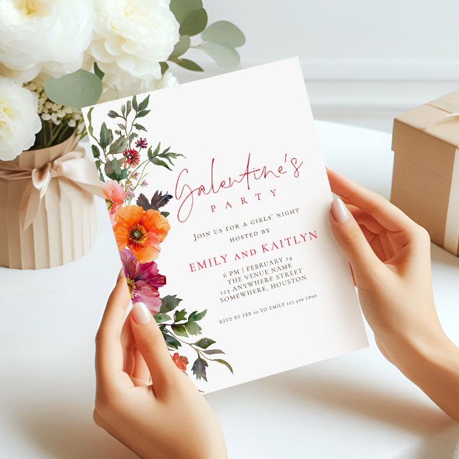 Invitación Fiesta elegante Florals Galentines (Subido por el creador)