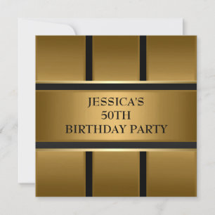 Invitación Fiesta elegante Metalizado dorado bronce negro