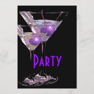 Invitación Fiesta elegante negro púrpura