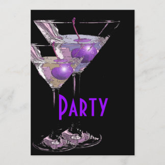 Invitación Fiesta elegante negro púrpura