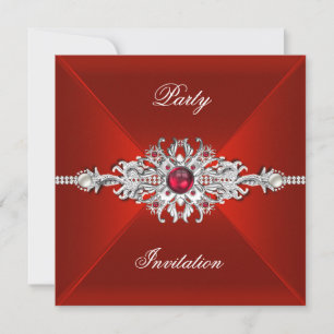 Invitación Fiesta elegante para todas las ocasiones joya roja