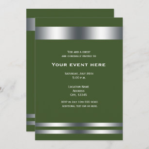 Invitación Fiesta Elegante Verde Y Plata