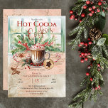 Invitación Fiesta elegante y nostálgico del Cacao caliente y<br><div class="desc">Navidades rosados,  verdes,  rojos oscurecidos y marrones de canela de vacaciones diseño fiesta "Hot Cocoa and Cookies".</div>