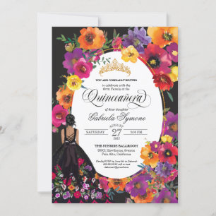 Invitación Fiesta Embroidery Watercolor Floral Quinceanera