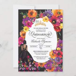 Invitación Fiesta Embroidery Watercolor Floral Quinceanera