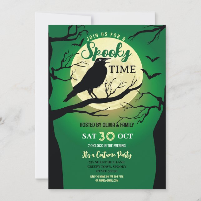 Invitación Fiesta embrujado de la fila de Halloween espeluzna (Anverso)