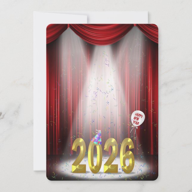 Invitación Fiesta en el foco de atención de Año Nuevo 2026 (Anverso)