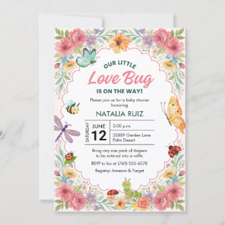 Invitación Fiesta en el Jardín de Mariquitas para la Llegada 