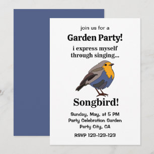 Invitación Fiesta en el Jardín del Pájaro Cantor Petirrojo