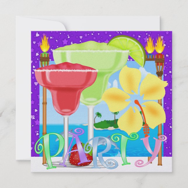 Invitación Fiesta en el paraíso / Luau - SRF (Anverso)
