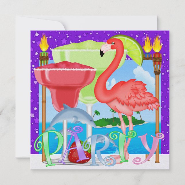 Invitación Fiesta en el paraíso / Luau - SRF (Anverso)