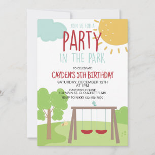 Invitación Fiesta en el Parque Cumpleaños en el Parque de Jue