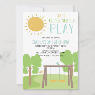 Invitación Fiesta en el Parque Cumpleaños en el Parque de Jue