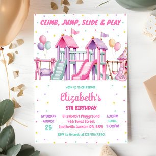 Invitación Fiesta en el parque infantil, Salta y Rebota, Cump