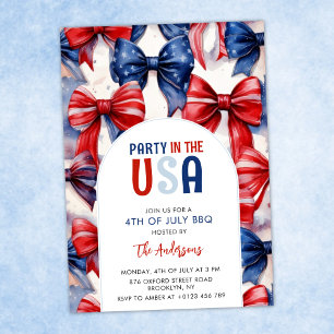 Invitación Fiesta en Estados Unidos Coquette Bow 4 de julio